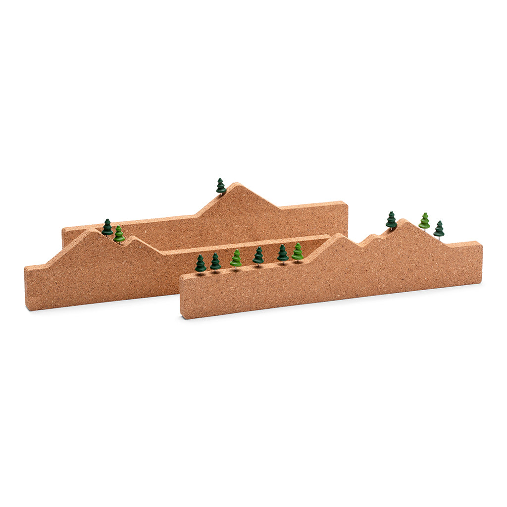 3 Cork Note Boards | Memo Mountain 3 Monkey Business 3 mini cork board with tree-shaped pins