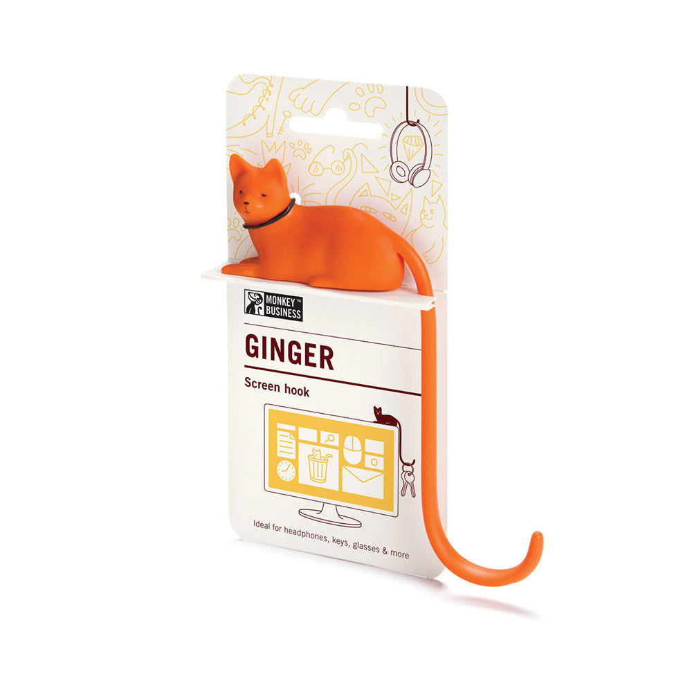 ginger cat screen hook for organitasion cute monitour hook for holding small items by Monkey Business - gift pack