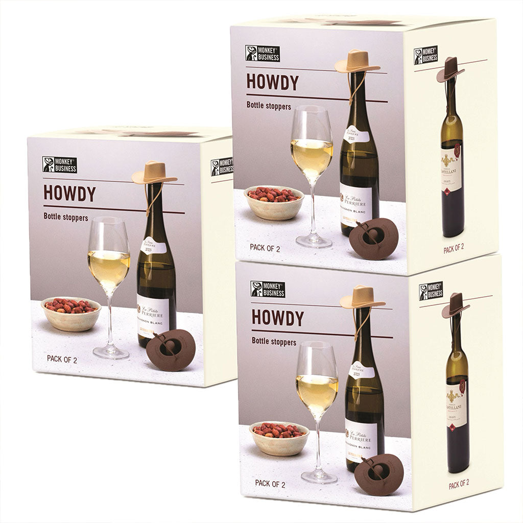 Howdy | 2 Silicone Cowboy Hat wine fun party gift - bundel gift pack for Stocking Stuffers