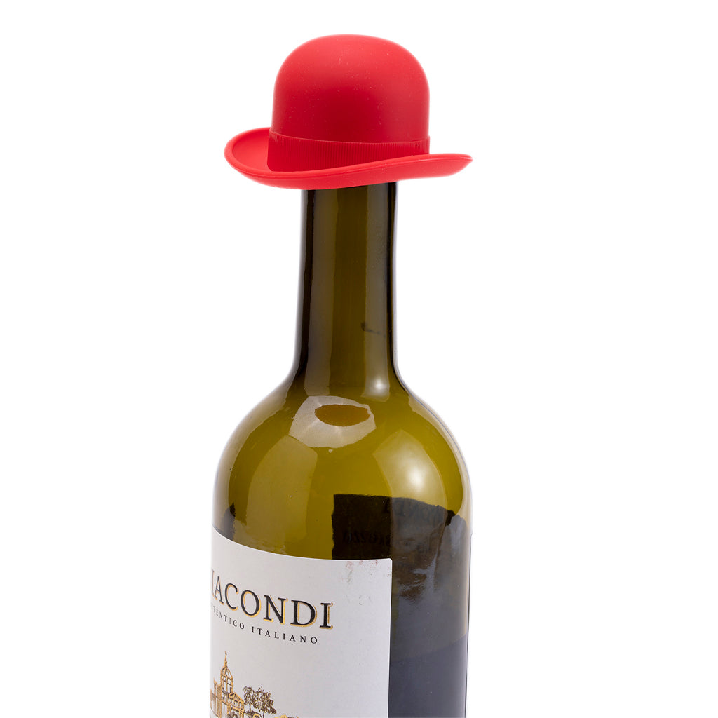 Fun wine bottle stoppers from Silicone derby hats by Monkey Business