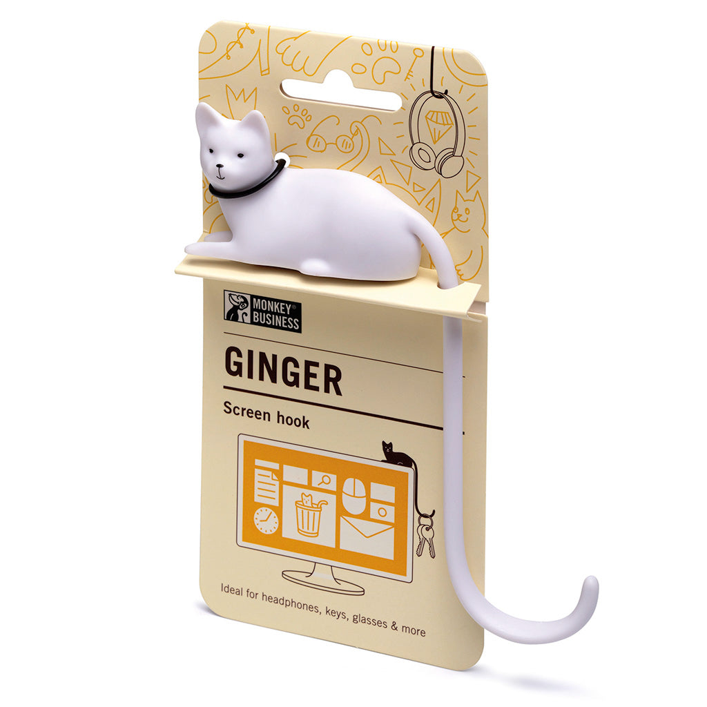 ginger screen hook with 3M adhesive cute desktop hook for holding small items by Monkey Business
