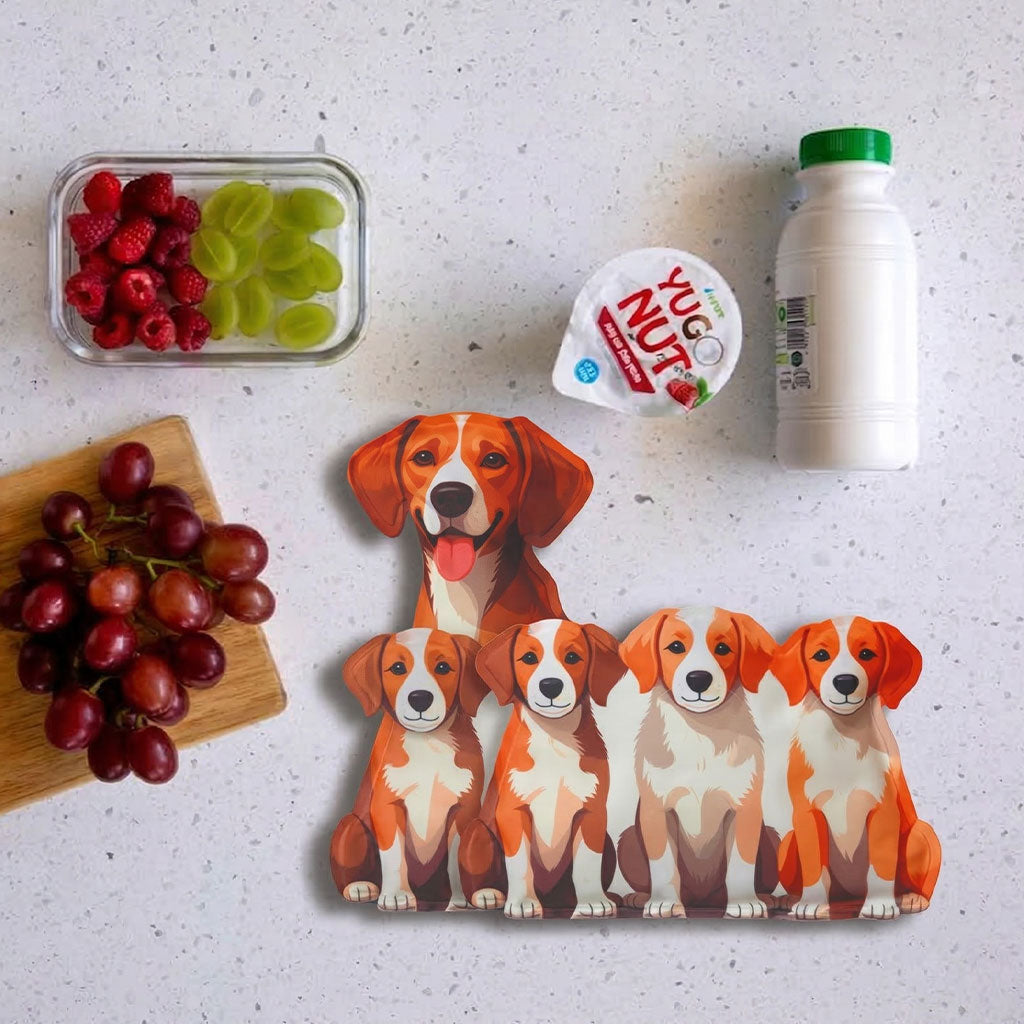 Puppy ice packs keeping lunch boxes and snacks cool throughout the day.