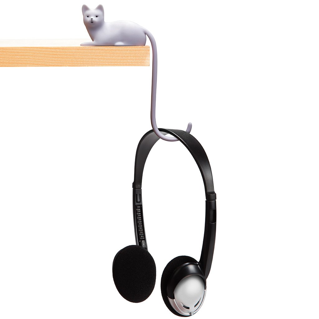 ginger screen hook with 3M adhesive Tail-shaped hook hanging from a shelf with a headphone wire by Monkey Business