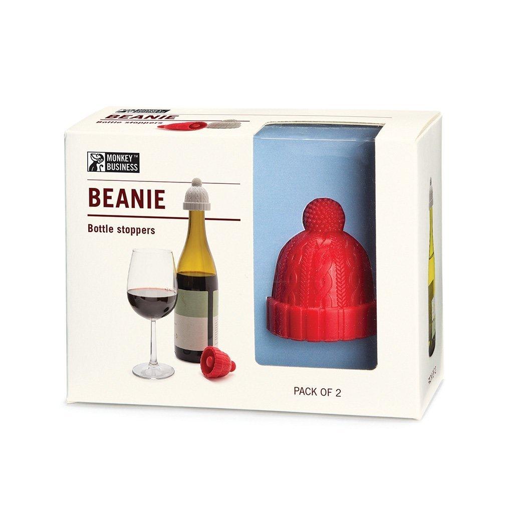 BEANIE | Silicone Winter Hat Wine Bottle Stoppers shaped like beanies - pack of 2 - Monkey Business - gift pack