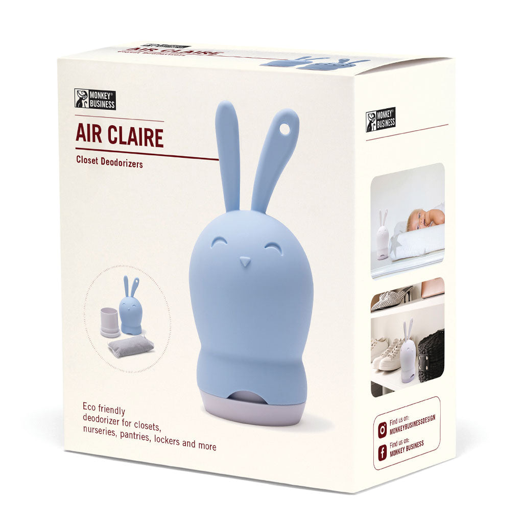 Eco friendly deodorizer for closet & drawers witha ctivated charcoal - Air Claire Bunny figure keeps spaces smelling fresh - gift pack 
