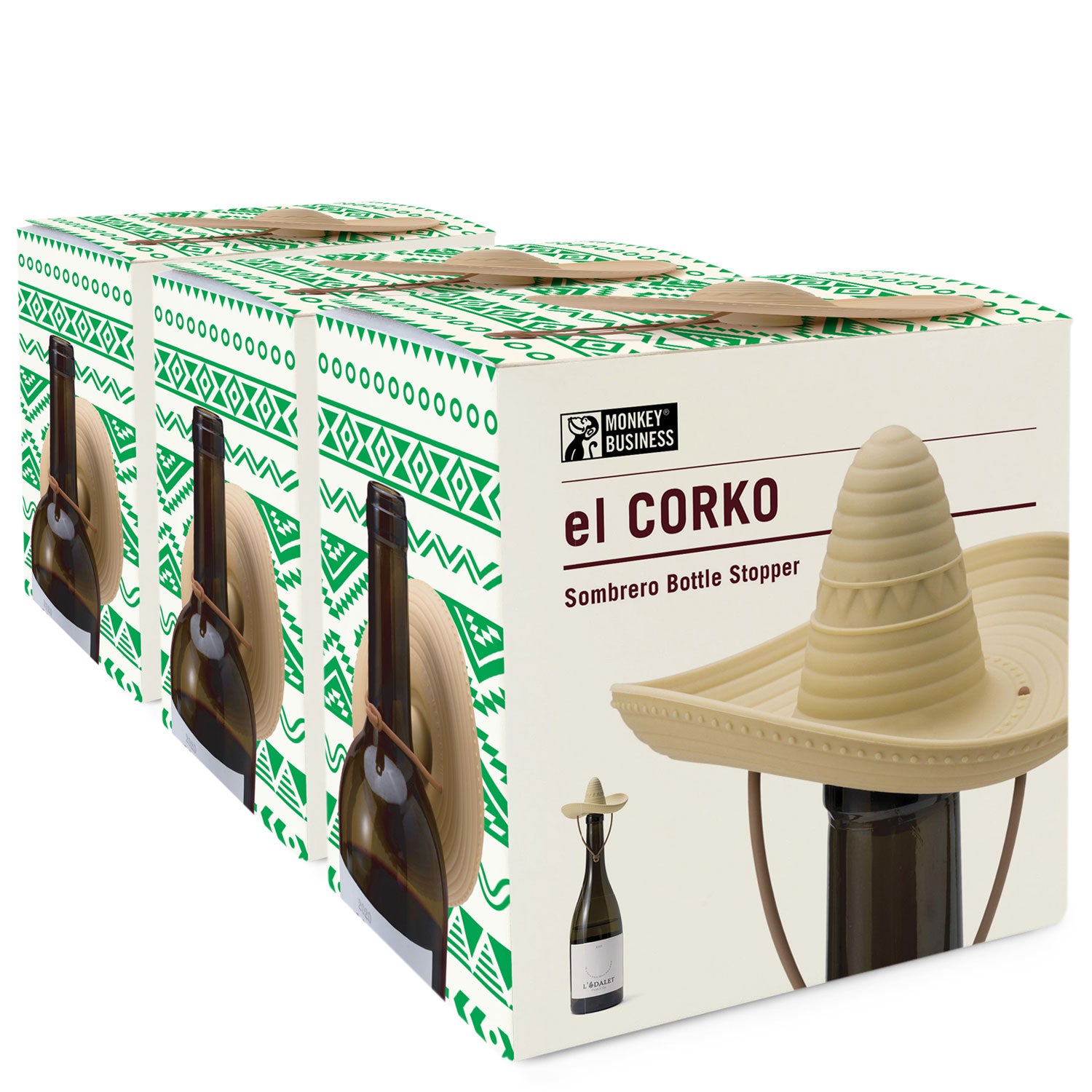 el CORKO Silicone Wine Stopper Sombrero Monkey Businessr with a Mexican touch  BUNDEL gift pack
