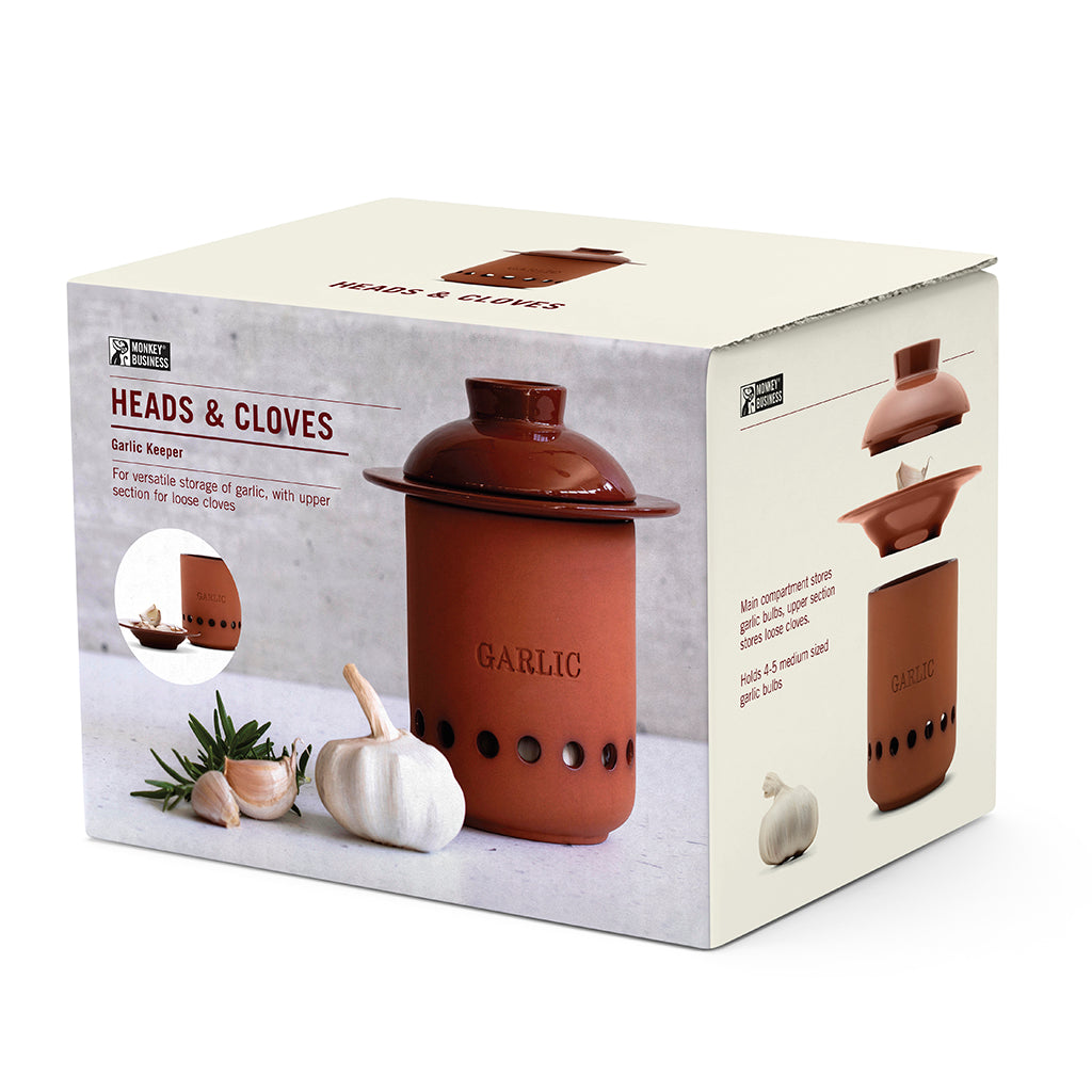 Gift Box of a garlic keeper  'Heads & Cloves' Great Gift for Kitchen Lovers