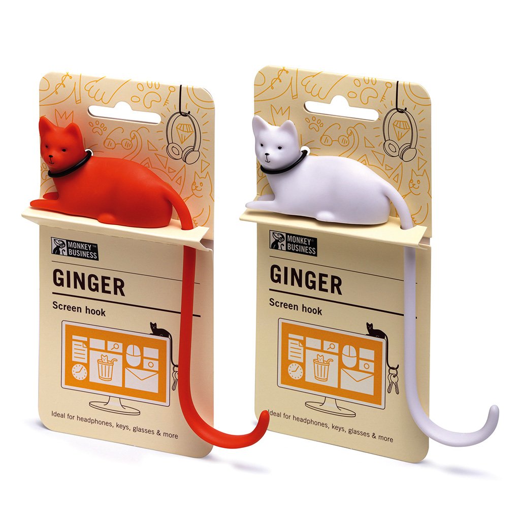 Ginger adhesive monitor screen hook for desk Monkey Business  - gift pack of 2 