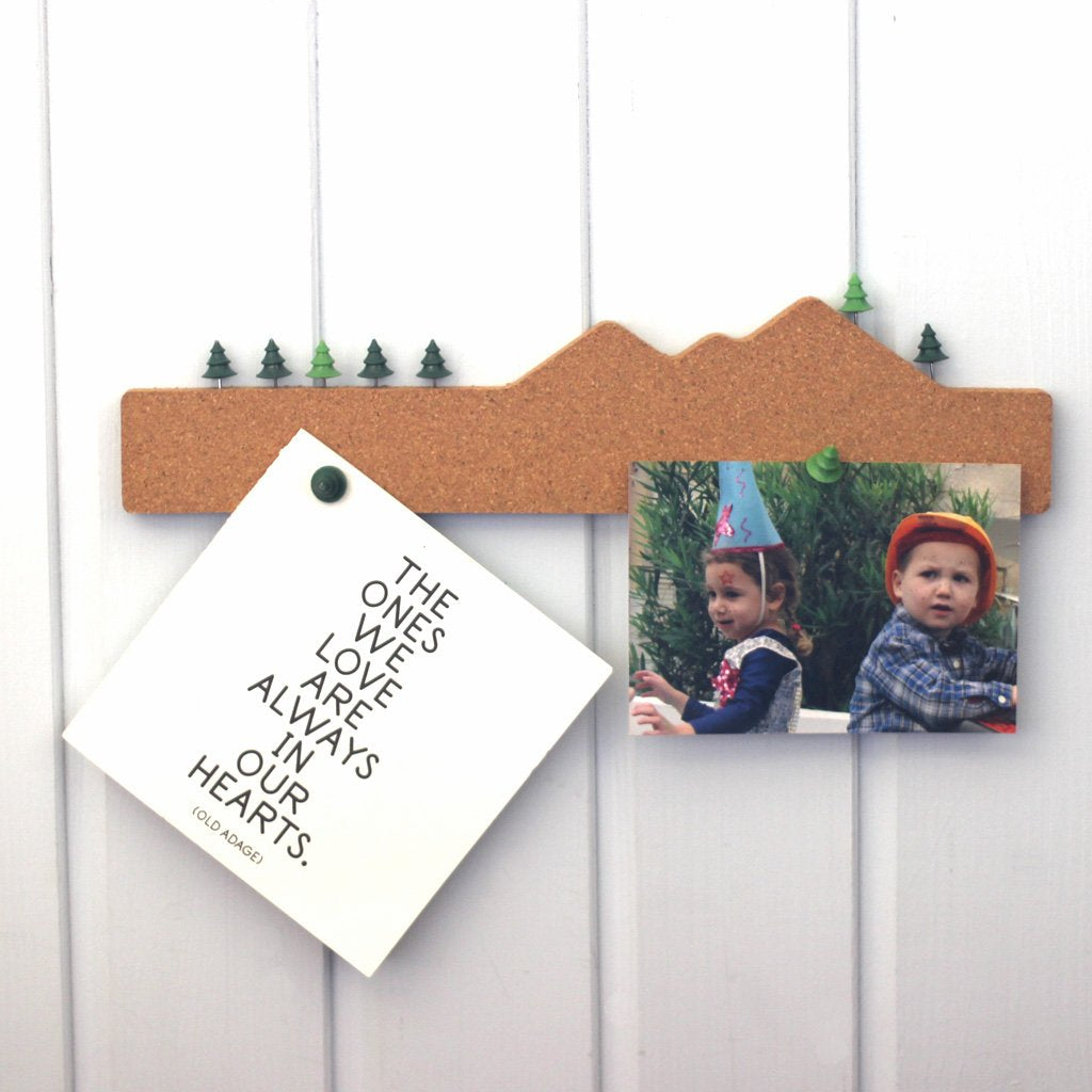 Office memo board with nature-style pushpins