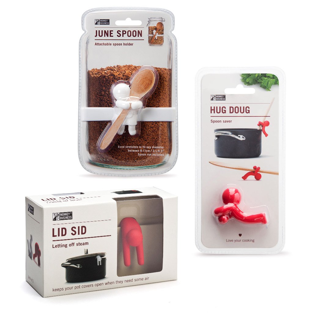 HELPING HANDS BUNDLE | Includes Lid Sid, Hug Doug &  June Spoon - Kitchen Utensil Sets - Monkey Business Europe