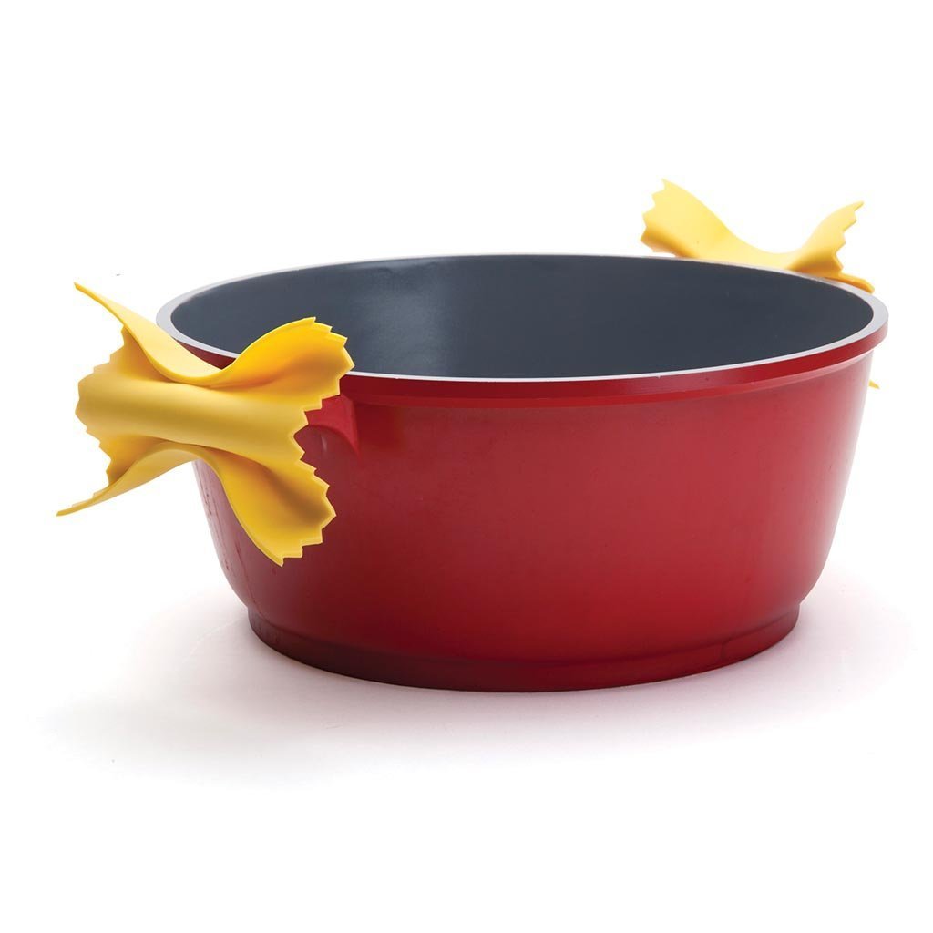  2 farfalloni pasta shaped from silicone pot grips by Monkey Business 